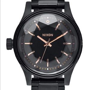Nixon Facet 38 black and rose gold watch